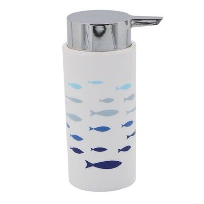 Trade Shop - Dispenser Porta Sapone Liquido Cilindrico Pesciolini In Plastica 15,6 Cm 69880 -