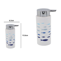 Trade Shop - Dispenser Porta Sapone Liquido Cilindrico Pesciolini In Plastica 15,6 Cm 69880 -