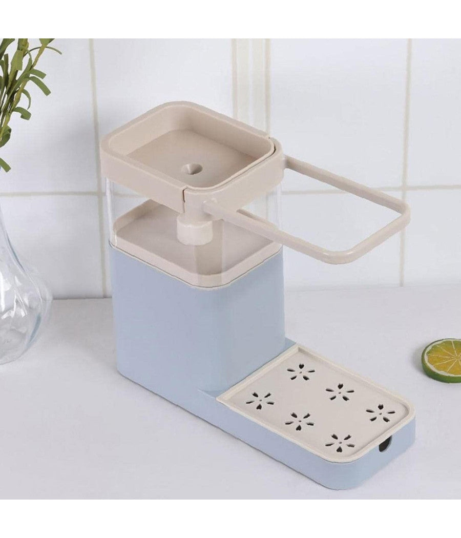 Dispenser Porta Sapone Liquido Dosatore Organizer Per Lavello Lavabo 21x12x25x9         