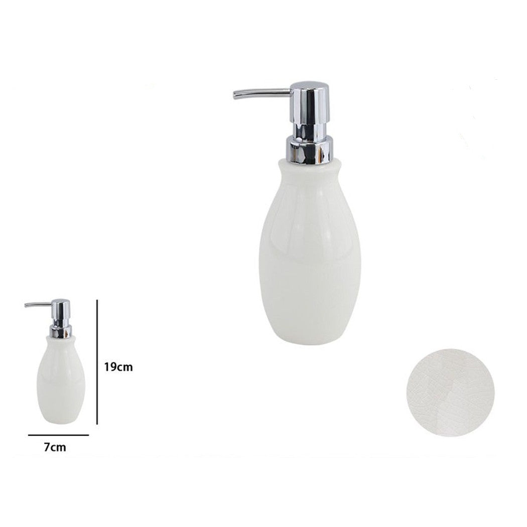 Trade Shop - Dispenser Porta Sapone Liquido In Abs Bianco Pelle Arredo Da Bagno Elegante 87786 -