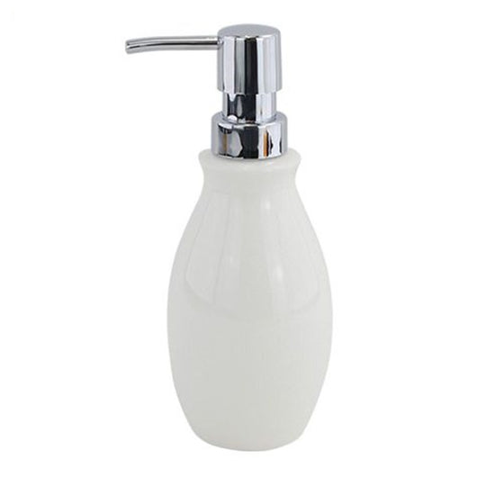 Trade Shop - Dispenser Porta Sapone Liquido In Abs Bianco Pelle Arredo Da Bagno Elegante 87786 -
