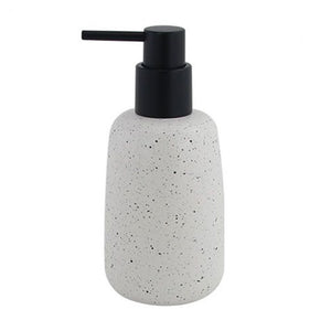 Trade Shop - Dispenser Porta Sapone Liquido In Ceramica Bianco Effetto Pietra Granito Bagno 87805         