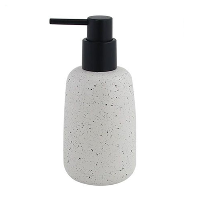Trade Shop - Dispenser Porta Sapone Liquido In Ceramica Bianco Effetto Pietra Granito Bagno 87805         