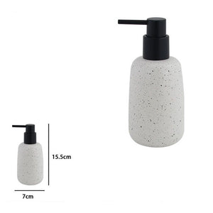 Trade Shop - Dispenser Porta Sapone Liquido In Ceramica Bianco Effetto Pietra Granito Bagno 87805         