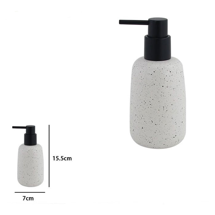 Trade Shop - Dispenser Porta Sapone Liquido In Ceramica Bianco Effetto Pietra Granito Bagno 87805         
