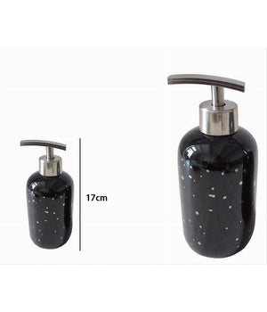 Dispenser Porta Sapone Liquido Nero Macchiato Argento Bagno Moderno Arredo 59930         