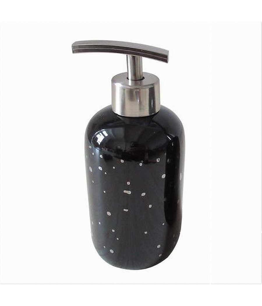 Dispenser Porta Sapone Liquido Nero Macchiato Argento Bagno Moderno Arredo 59930         