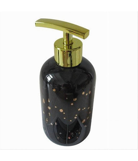 Dispenser Porta Sapone Liquido Nero Macchiato Dorato Bagno Moderno Arredo 59926         