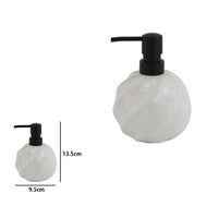 Trade Shop - Dispenser Porta Sapone Liquido Sfera Ceramica Rigato Obbliquo Bianco Arredo Bagno 87798         