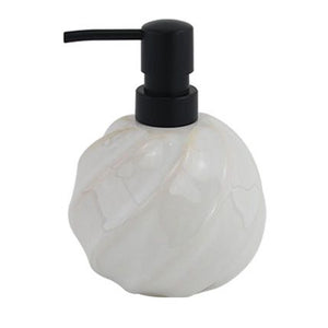 Trade Shop - Dispenser Porta Sapone Liquido Sfera Ceramica Rigato Obbliquo Bianco Arredo Bagno 87798         