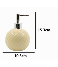 Dispenser Porta Sapone Liquido Sferico Ceramica Rigata Gialla Arredo Bagno 79960         