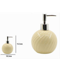 Dispenser Porta Sapone Liquido Sferico Ceramica Rigata Gialla Arredo Bagno 79960         
