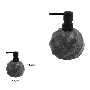 Trade Shop - Dispenser Porta Sapone Liquido Sferico In Ceramica Rigato Marmo Nero Arredo Bagno 87794         