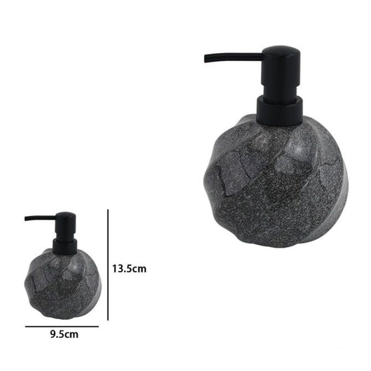 Trade Shop - Dispenser Porta Sapone Liquido Sferico In Ceramica Rigato Marmo Nero Arredo Bagno 87794         