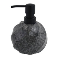 Trade Shop - Dispenser Porta Sapone Liquido Sferico In Ceramica Rigato Marmo Nero Arredo Bagno 87794         