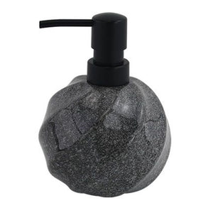 Trade Shop - Dispenser Porta Sapone Liquido Sferico In Ceramica Rigato Marmo Nero Arredo Bagno 87794         