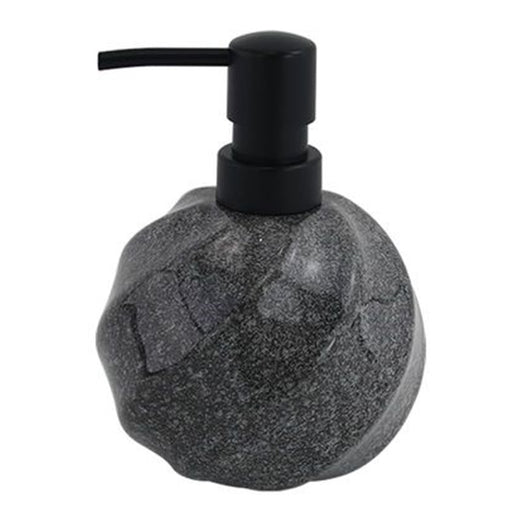 Trade Shop - Dispenser Porta Sapone Liquido Sferico In Ceramica Rigato Marmo Nero Arredo Bagno 87794         