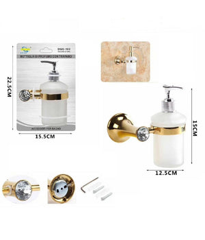 Dispenser Porta Sapone Liquido Supporto Bagno Muro Casa Dorato Oro Dgo-103         