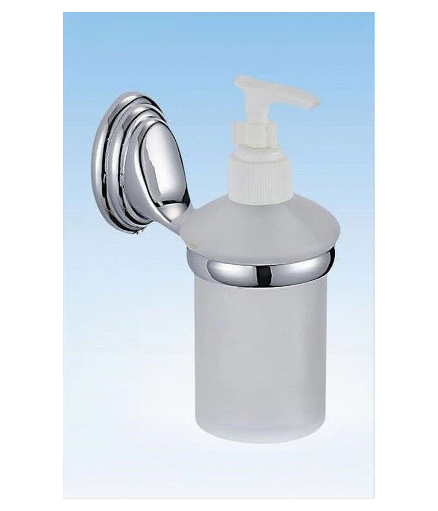 Dispenser Porta Sapone Liquido Vetro Satinato Fissaggio Parete Bagno Circle 52028         