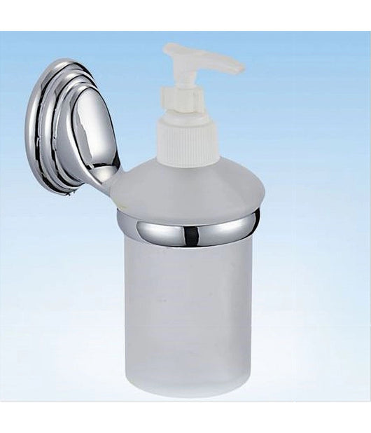 Dispenser Porta Sapone Liquido Vetro Satinato Fissaggio Parete Bagno Circle 52028         