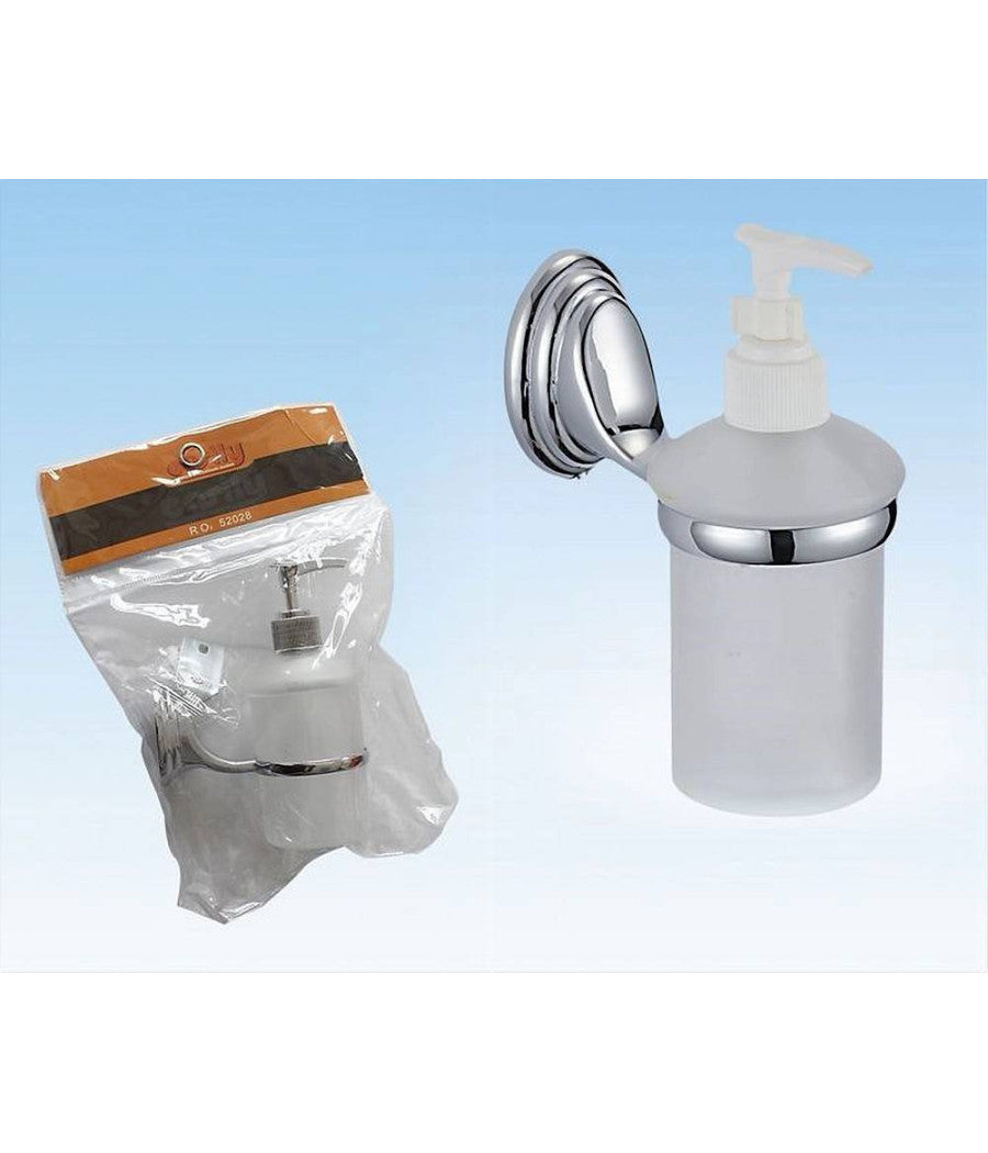 Dispenser Porta Sapone Liquido Vetro Satinato Fissaggio Parete Bagno Circle 52028         