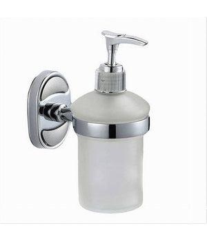 Dispenser Porta Sapone Liquido Vetro Satinato Fissaggio Parete Bagno Ovale 52011         
