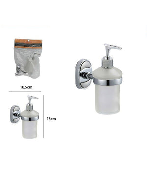 Dispenser Porta Sapone Liquido Vetro Satinato Fissaggio Parete Bagno Ovale 52011         