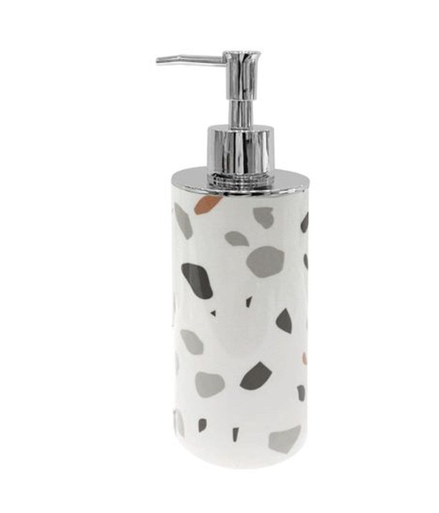 Dispenser Portasapone Cilindrico Graniglia Bianco Multicolore Arredo Bagno 69839         