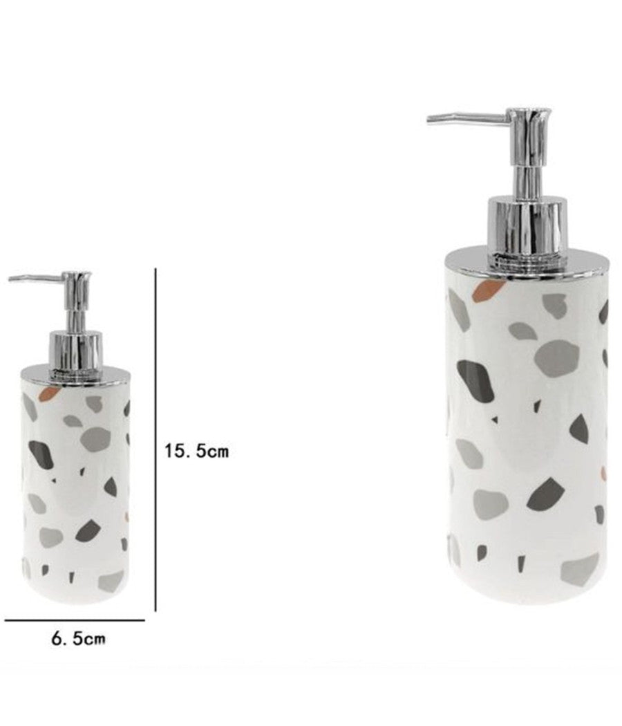 Dispenser Portasapone Cilindrico Graniglia Bianco Multicolore Arredo Bagno 69839         