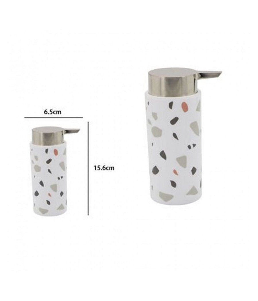 Dispenser Portasapone Cilindrico Graniglia Bianco Multicolore In Plastica 69839         