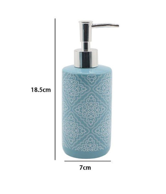 Dispenser Portasapone Liquido Azzurro Con Maioliche Arredo Accessori Bagno 87021         