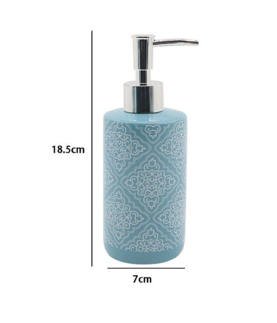 Dispenser Portasapone Liquido Azzurro Con Maioliche Arredo Accessori Bagno 87021         