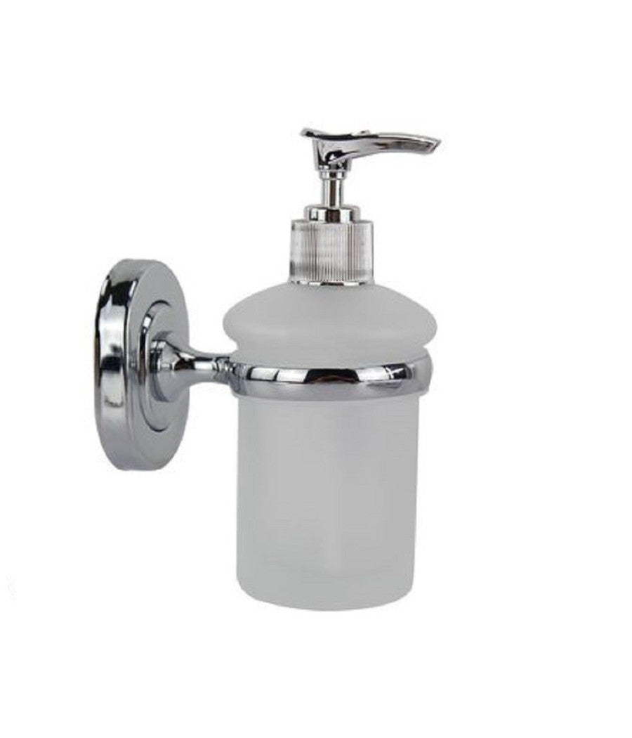 Dispenser Portasapone Liquido Vetro Satinato Fissaggio A Parete Bagno 15cm 69181         