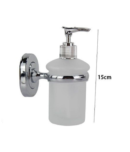 Dispenser Portasapone Liquido Vetro Satinato Fissaggio A Parete Bagno 15cm 69181         