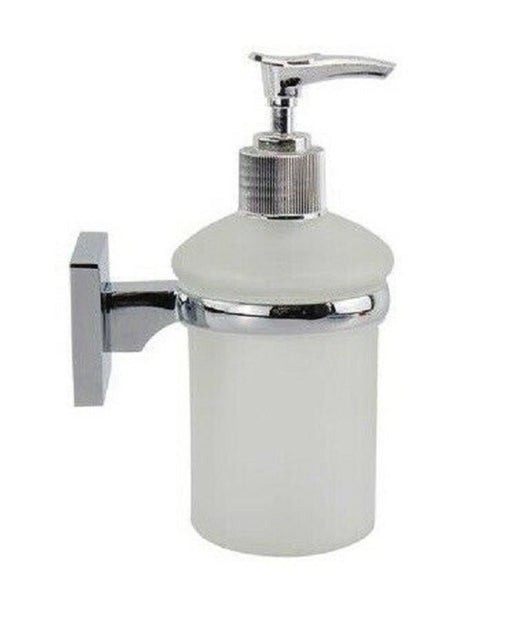 Dispenser Portasapone Liquido Vetro Satinato Fissaggio Parete Bagno Square 59188         