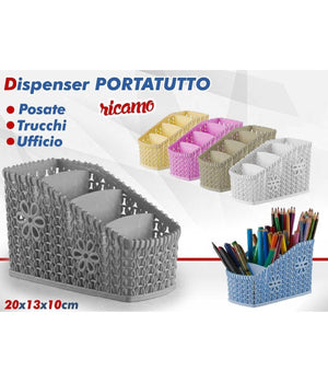 Dispenser Portatutto Organizer Ricamo Milleusi Posate Trucchi Ufficio Colorato         