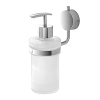 Dispenser sapone a muro acciaio cromo e vetro doppio fissaggio Plaza