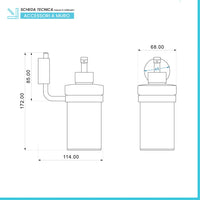 Dispenser sapone a muro acciaio cromo e vetro doppio fissaggio Plaza