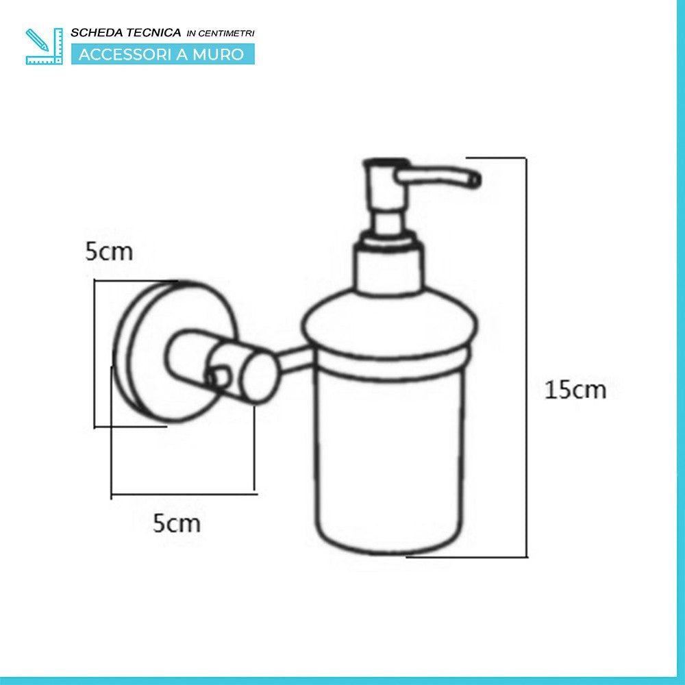 Dispenser sapone a muro in vetro satinato e metallo cromato Sprint