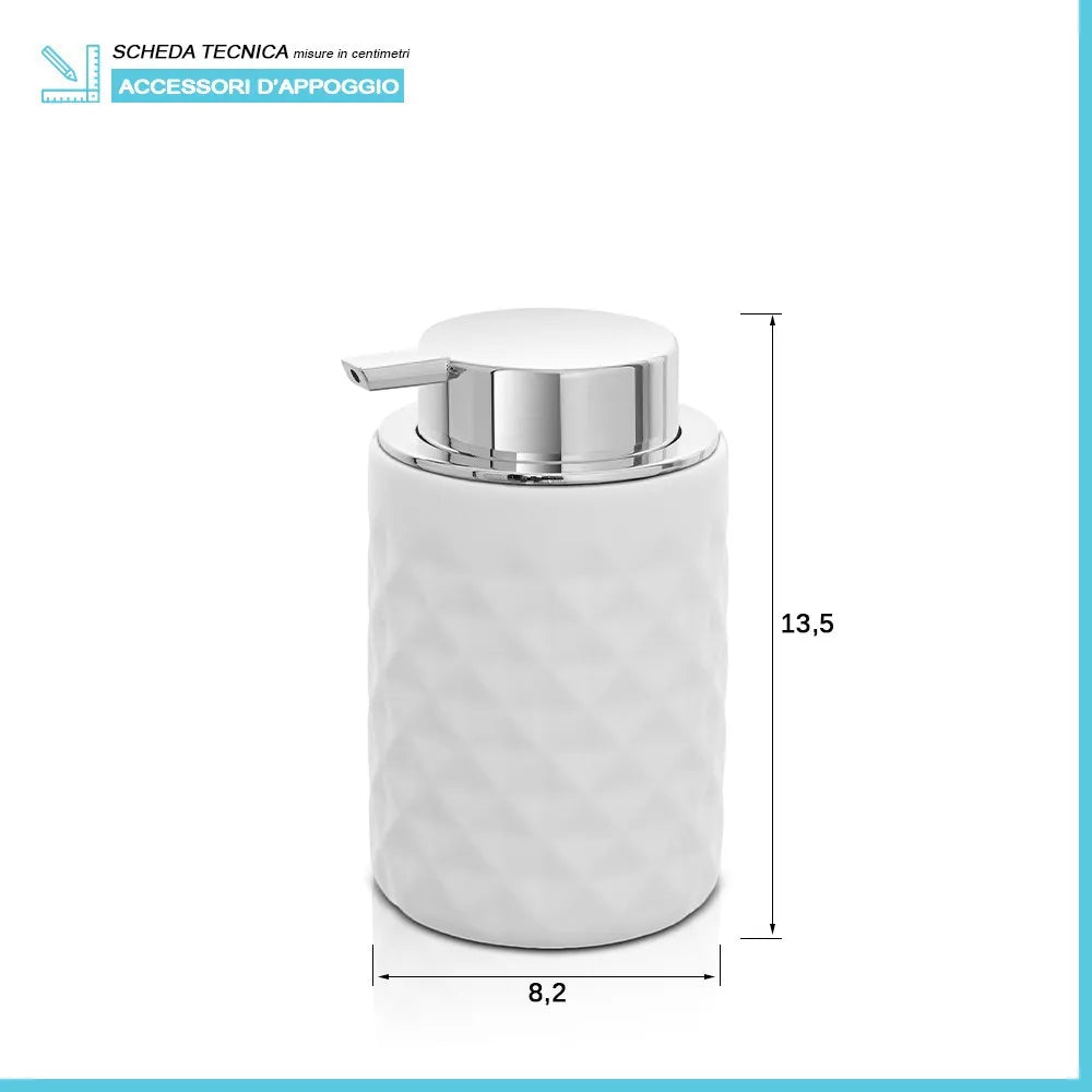 Dispenser sapone bianco da appoggio in ceramica Cristal