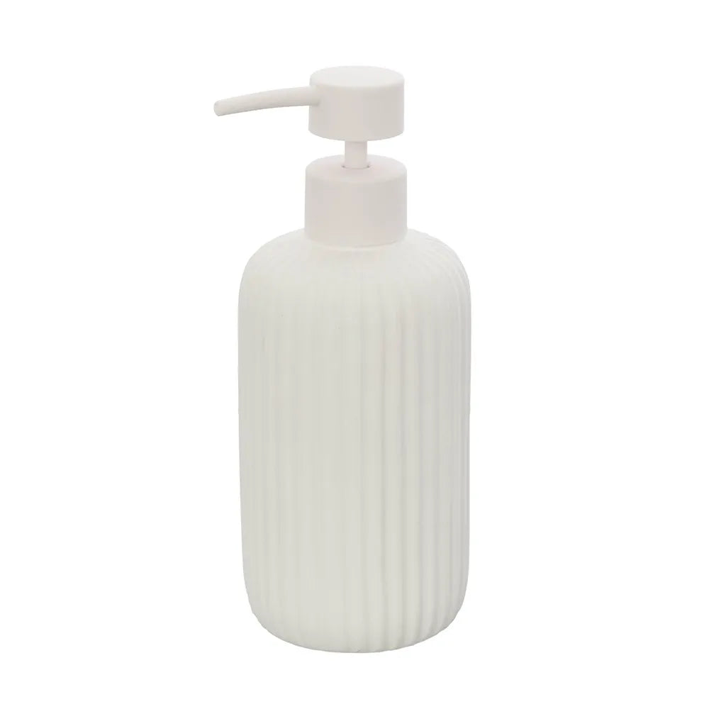 Dispenser sapone bianco in ceramica soft touch capienza 330 ml Spring