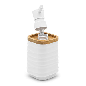 Dispenser sapone da appoggio bianco in abs e bambù Wave