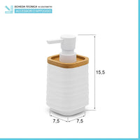 Dispenser sapone da appoggio bianco in abs e bambù Wave