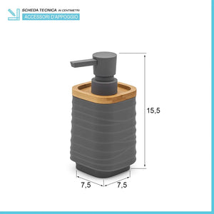 Dispenser sapone da appoggio grigio in abs e bambù Wave
