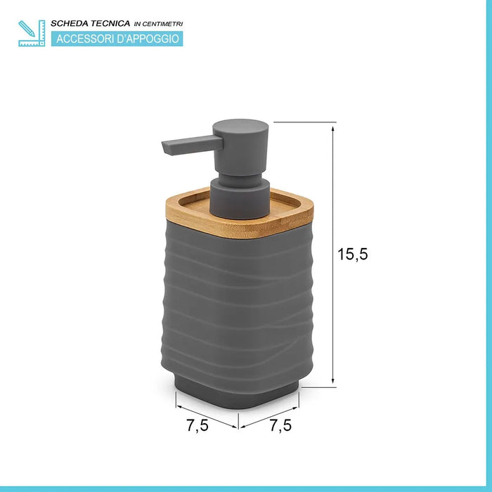 Dispenser sapone da appoggio grigio in abs e bambù Wave