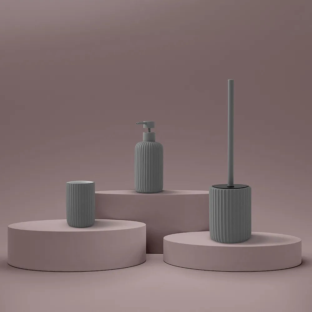 Dispenser sapone grigio in ceramica soft touch capienza 330 ml Spring