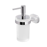 Dispenser sapone liquido a muro Gedy serie Bernina in acciaio inox cromato e vetro