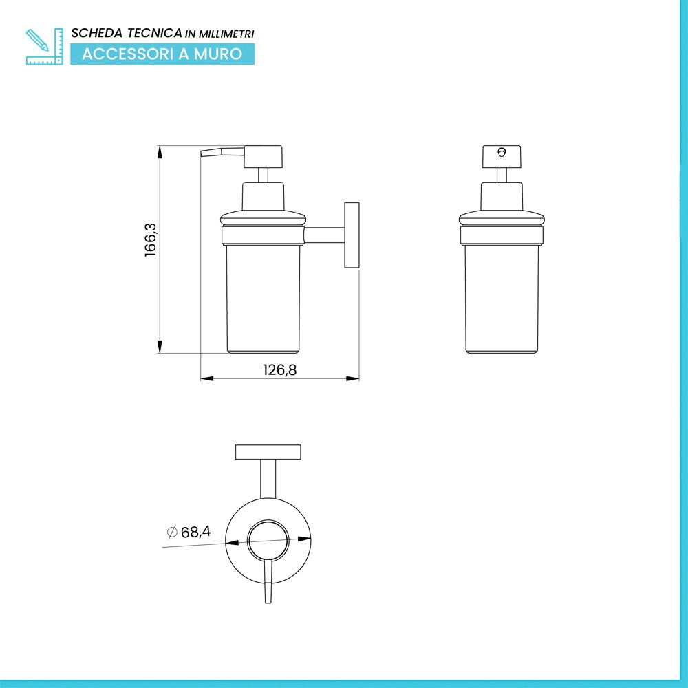 Dispenser sapone liquido a muro in acciaio nero opaco Chic Black