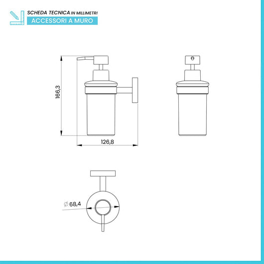 Dispenser sapone liquido a muro in acciaio nero opaco Chic Black