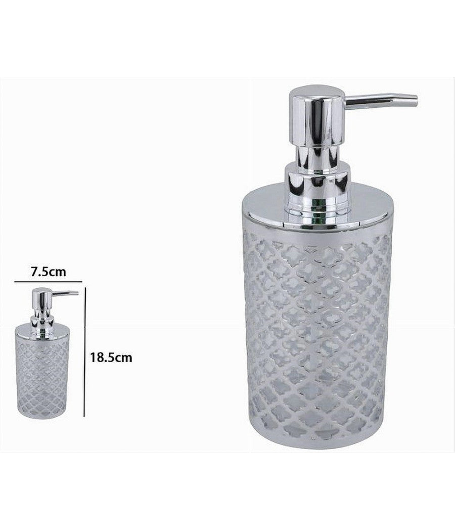 Dispenser Sapone Liquido Accessorio Bagno Argento Stile Barocco Dosatore 59106         